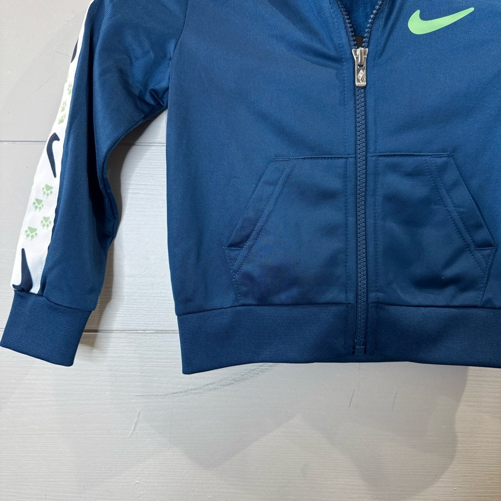 Nike Blue Track Jacket with Green Logo Size 2T - Picture 3 of 11